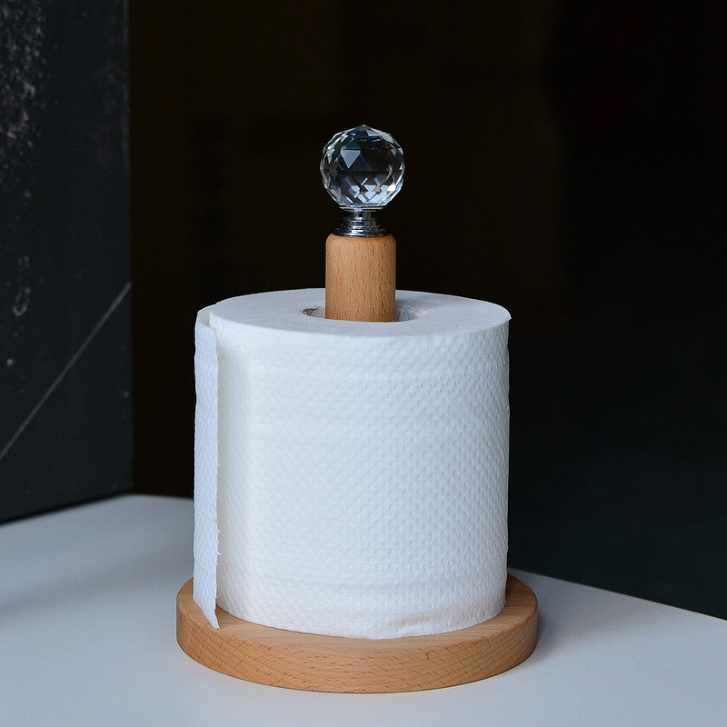 Fashionable Solid Wood Creative Vertical Punch-free Kitchen Paper Towel Roll Holder