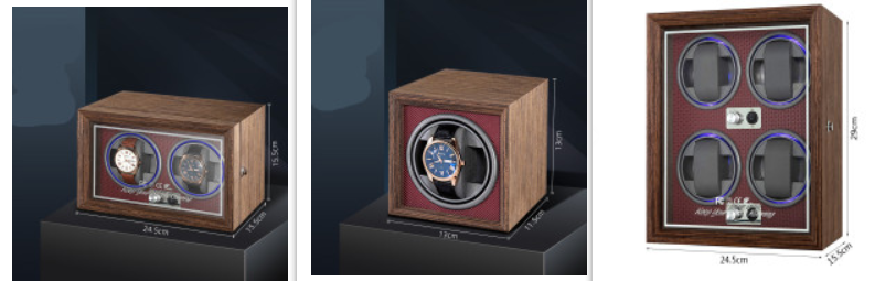 Vertical Solid Wood Leather Automatic Mechanical Watch Winder Turn Storage Box
