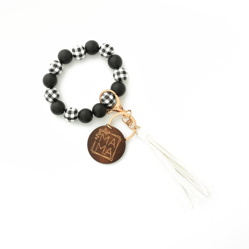 Leopard Wood Bracelet Beaded Spotted