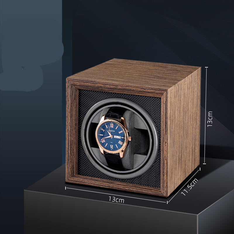 Vertical Solid Wood Leather Automatic Mechanical Watch Winder Turn Storage Box