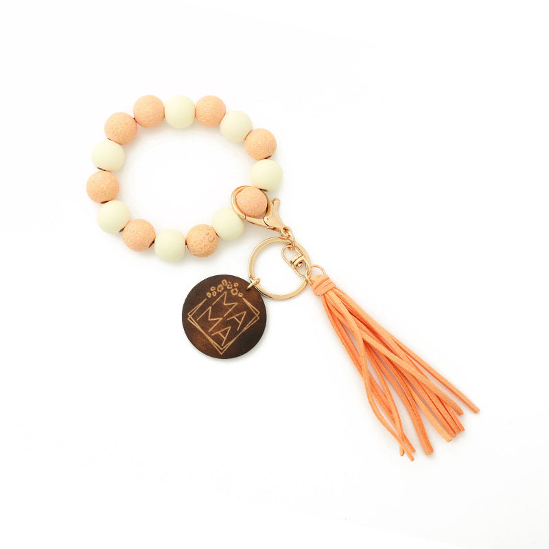 Leopard Wood Bracelet Beaded Spotted