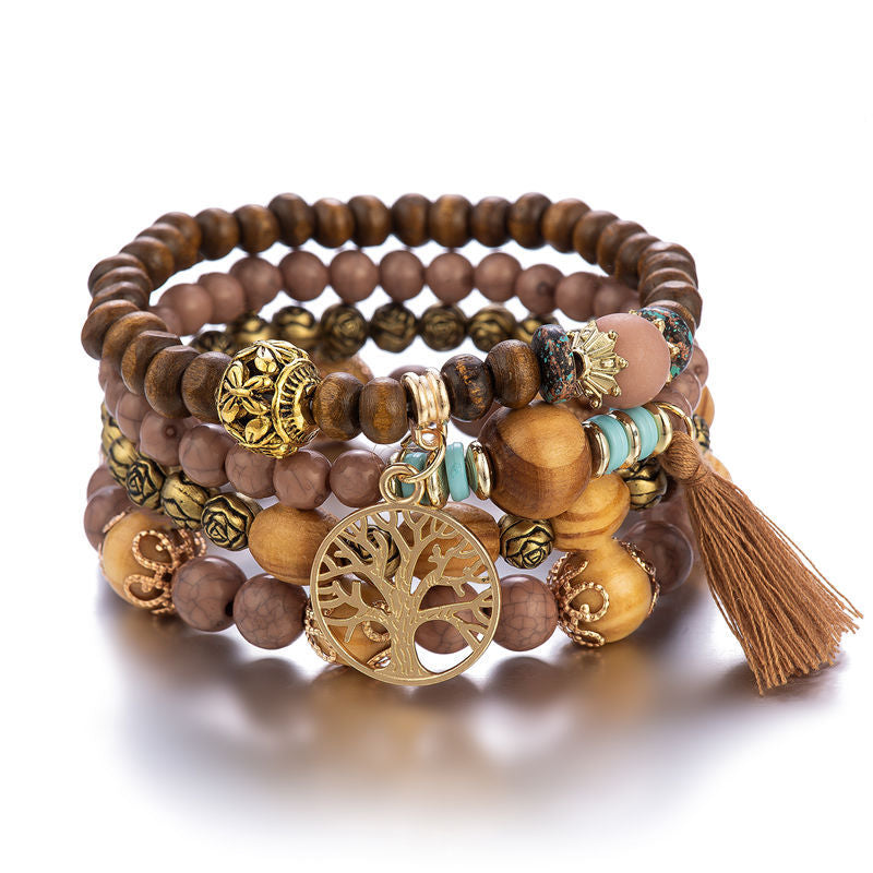 Boho Multilayer Wooden Stretch Bracelet