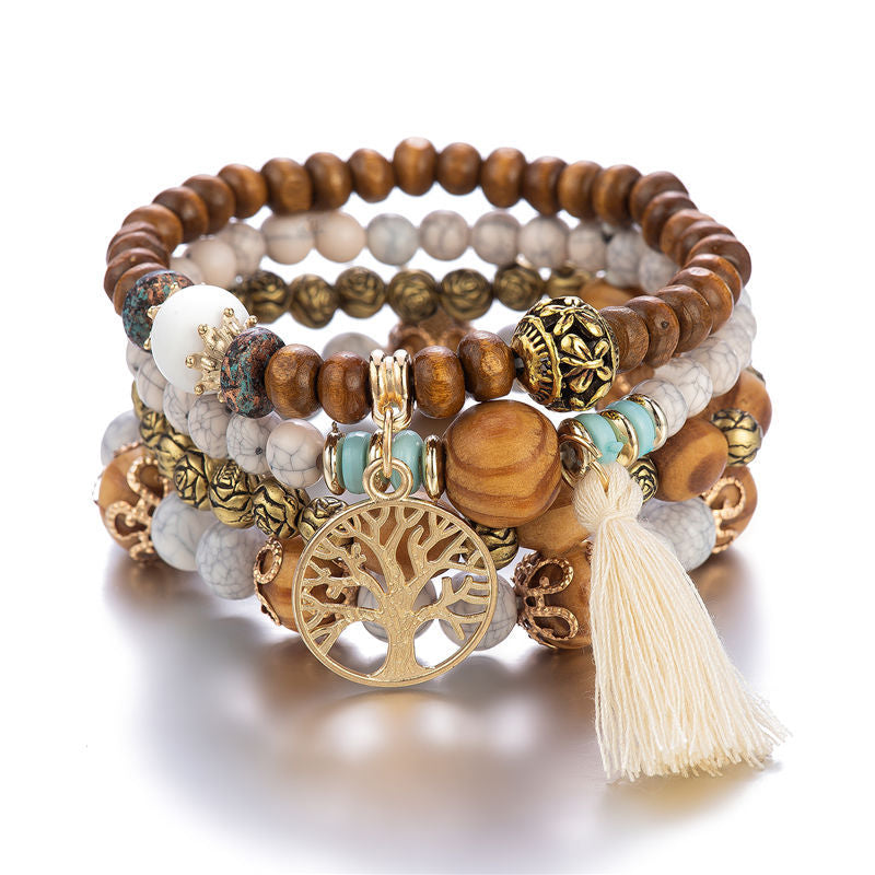 Boho Multilayer Wooden Stretch Bracelet