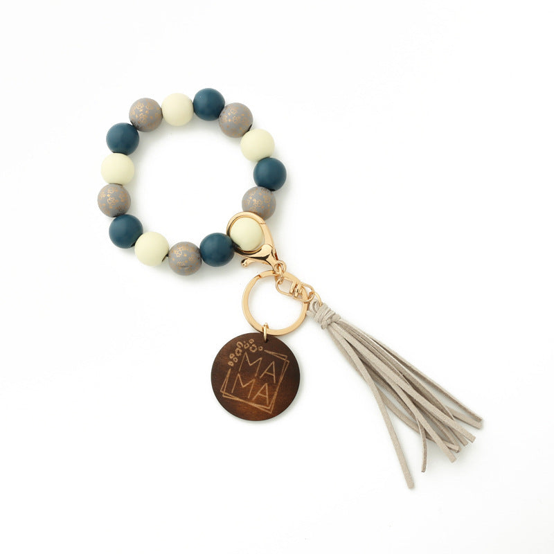 Leopard Wood Bracelet Beaded Spotted