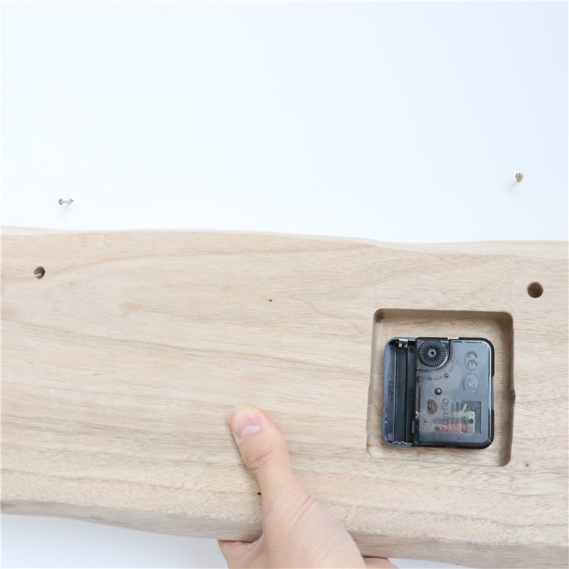 Retro Simple Rectangular Solid Wood Wall Clock Logs