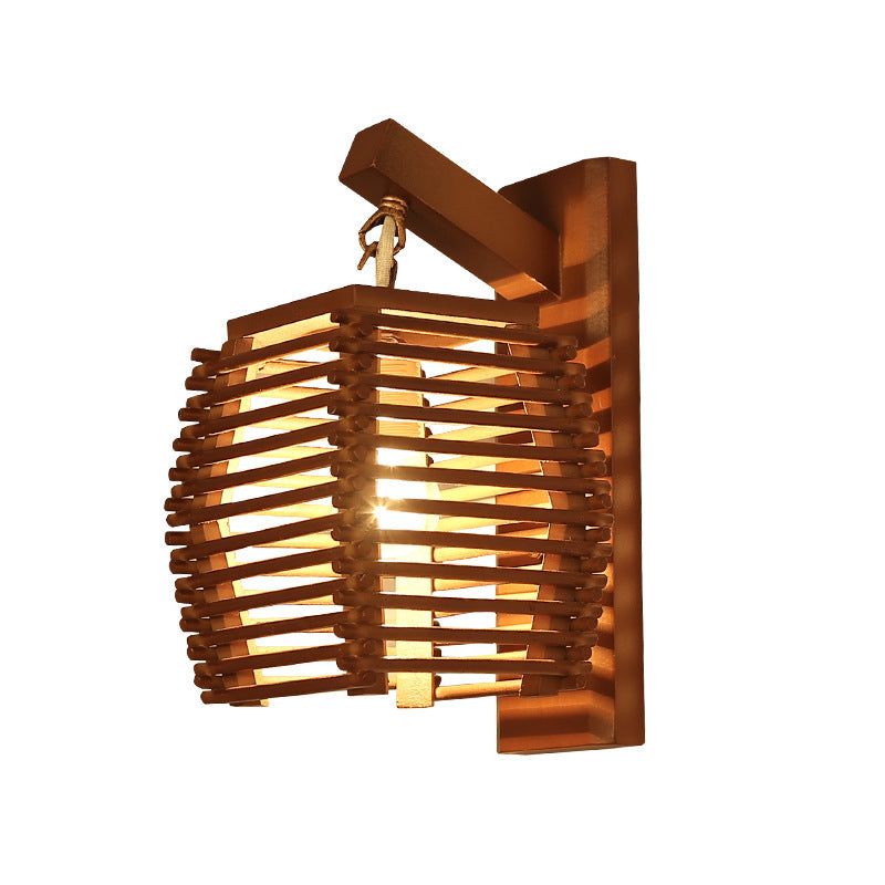 Log Staircase Corridor Aisle Classical Nostalgic Solid Wood Wall Lamp