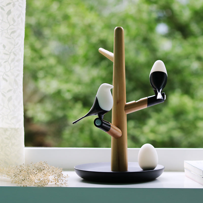 Creative Cartoon Bird Light Bird Egg Light Detachable Easy To Install Natural Wood Children'S Bedroom LED Induction Night Light