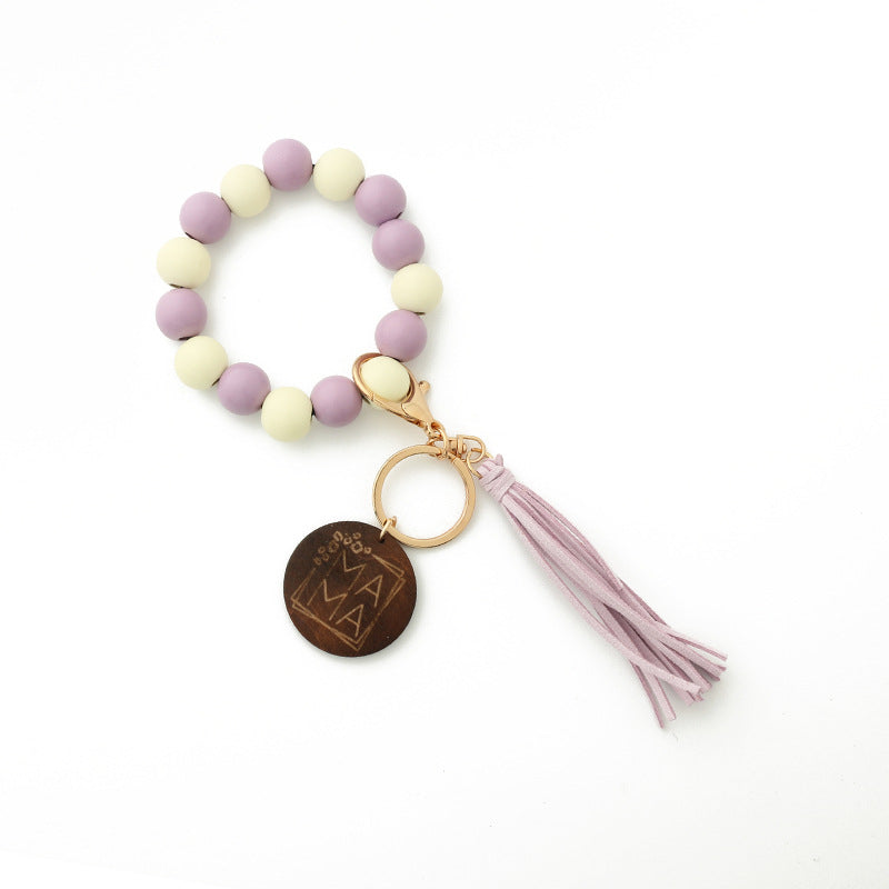 Leopard Wood Bracelet Beaded Spotted