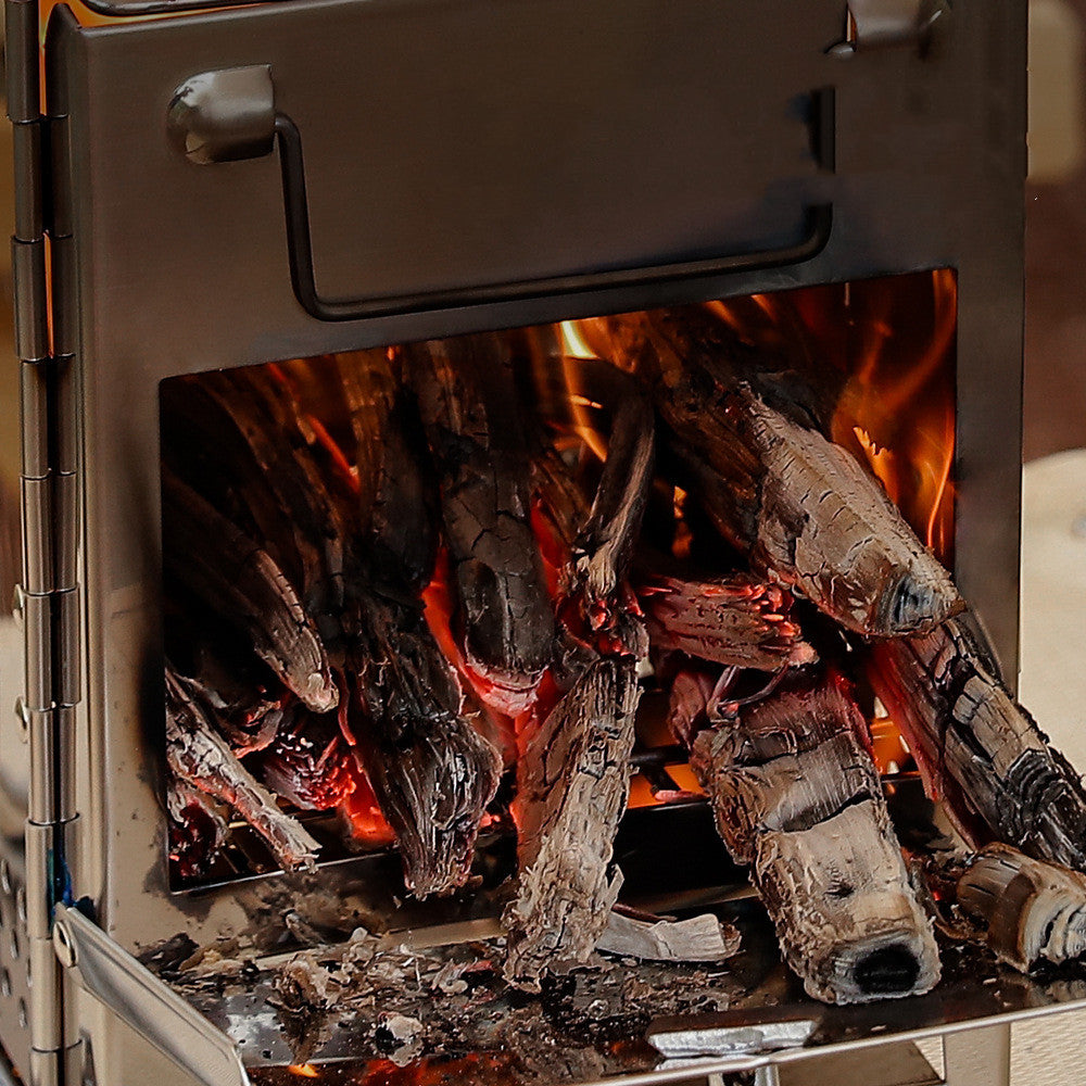 Outdoor Square Wood Stove Mini Stainless Steel Folding