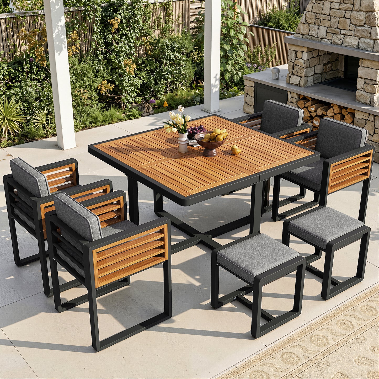 Garden Furniture Set, Garden Lounge Seating Group With 6 Chairs And Table, Patio Furniture Balcony Furniture Set For 6 People, Garden Furniture Set Dining Set, Garden Sofa Set, High Quality Solid Wood