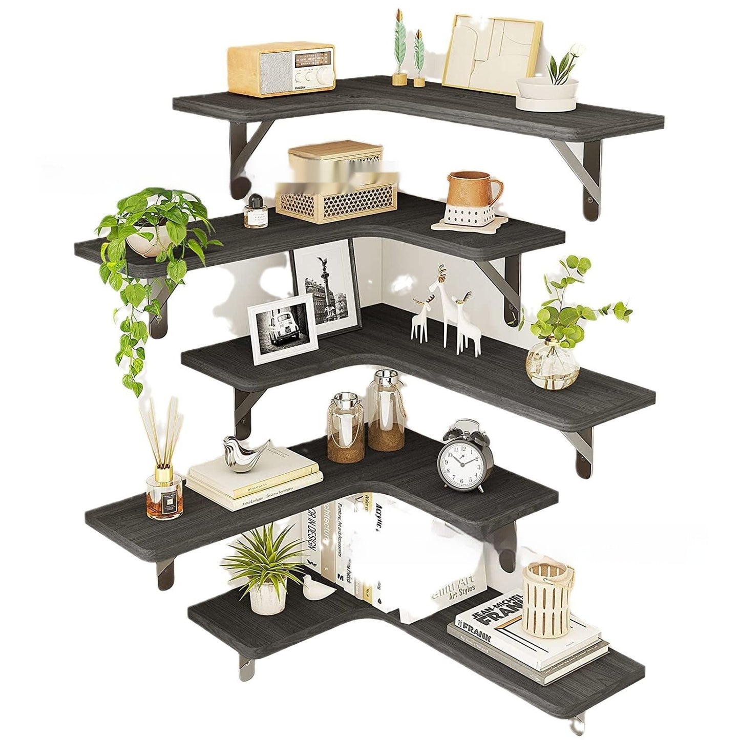 Wall-mounted Bathroom Kitchen Wooden Suspended Storage Rack