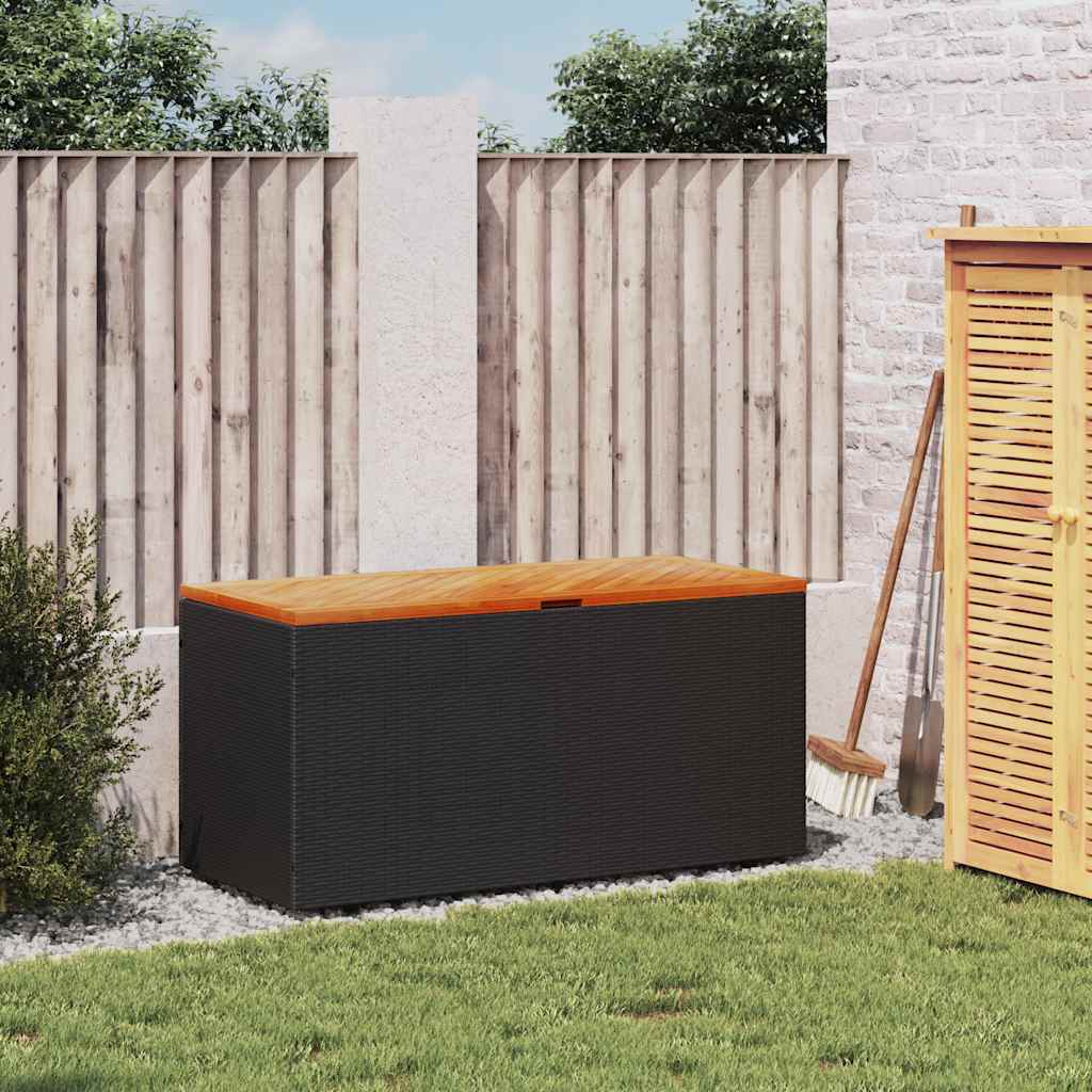 Garden Chest 110x Poly Rattan Acacia Wood   Garden Chest