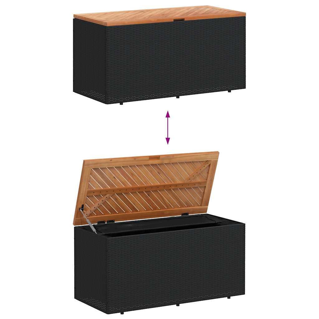 Garden Chest 110x Poly Rattan Acacia Wood   Garden Chest