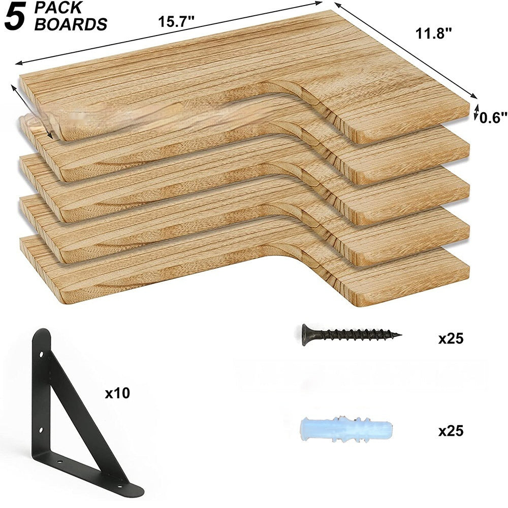 Wall-mounted Bathroom Kitchen Wooden Suspended Storage Rack