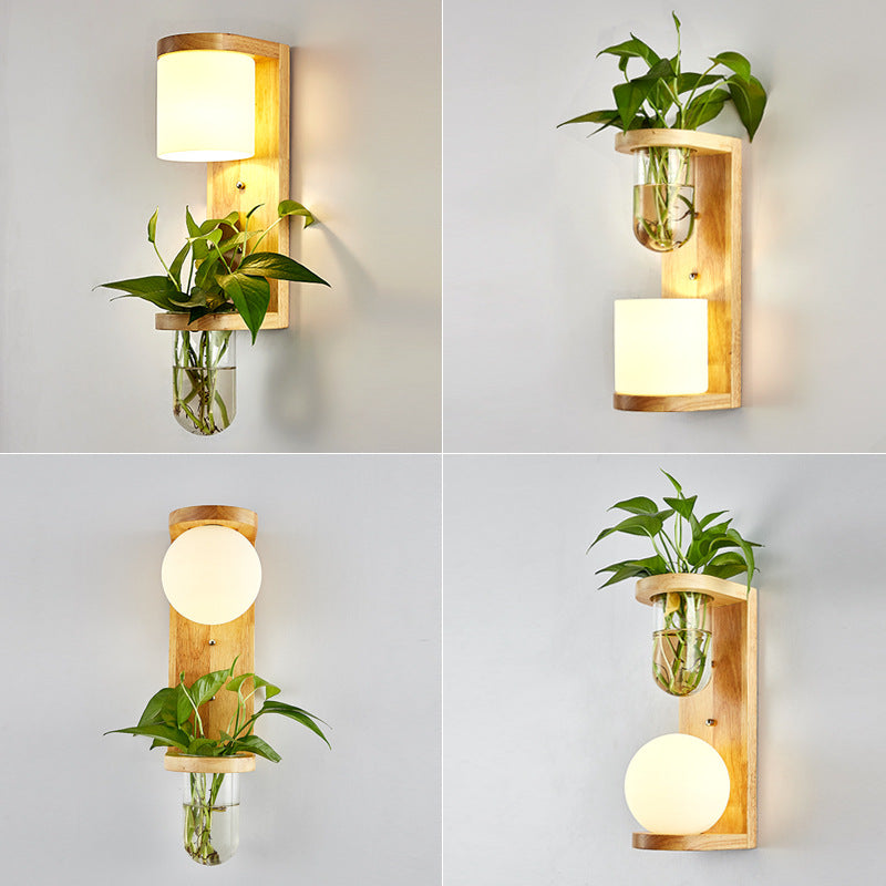 Simple Wooden Wall Lamp Bedroom Bedside Lamp