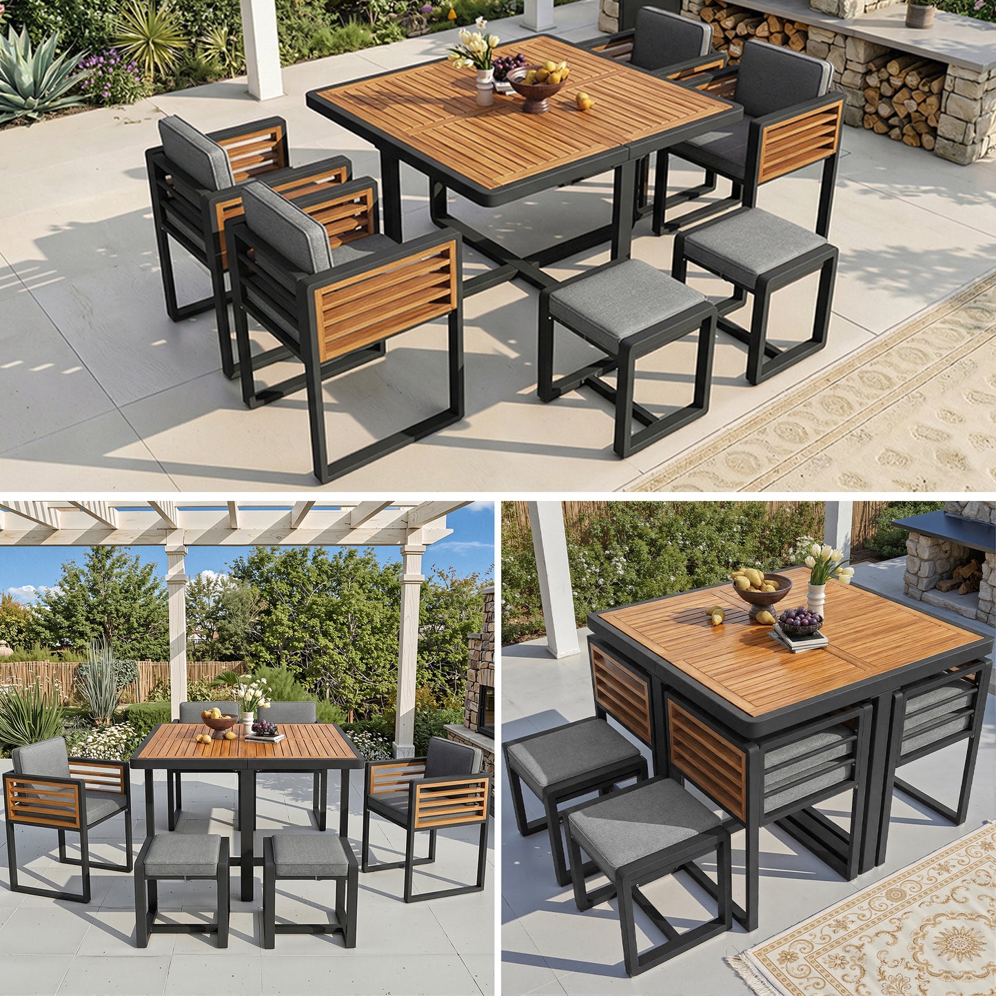 Garden Furniture Set, Garden Lounge Seating Group With 6 Chairs And Table, Patio Furniture Balcony Furniture Set For 6 People, Garden Furniture Set Dining Set, Garden Sofa Set, High Quality Solid Wood