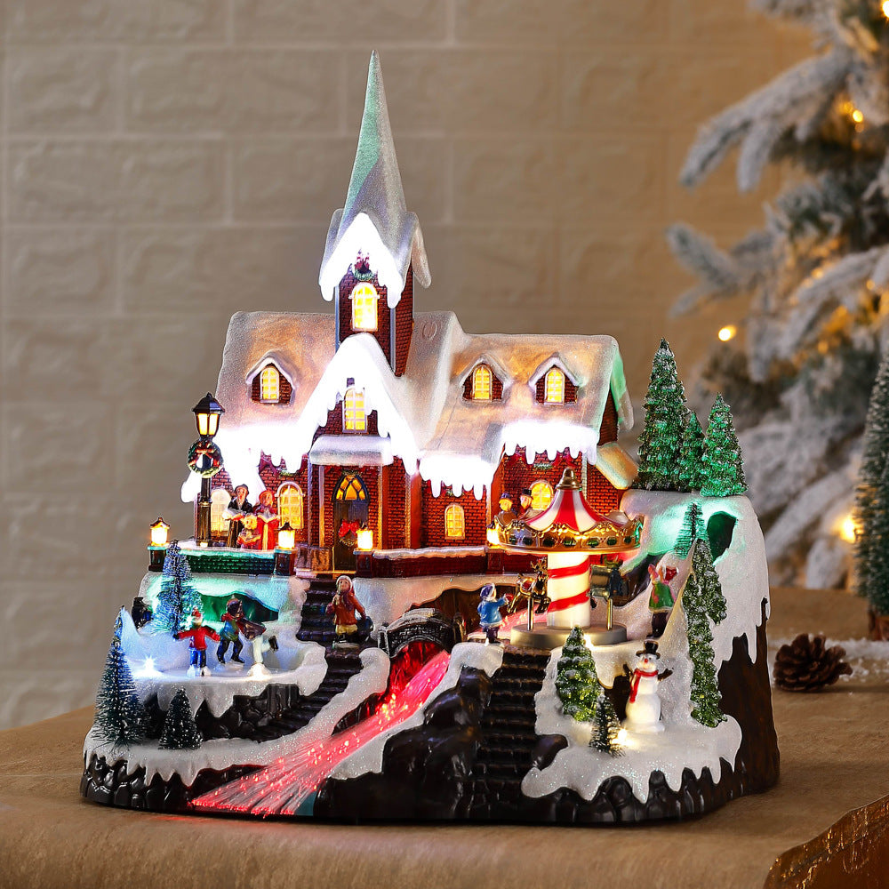 Christmas Decoration Mountaintop Church Gift Decoration