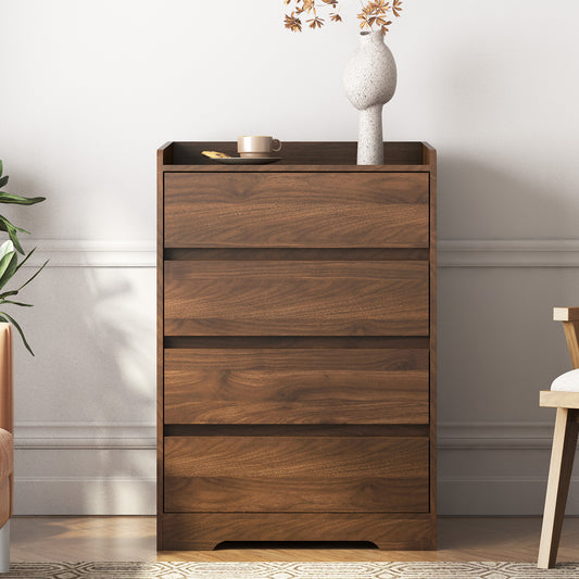 4 Drawer Dresser, Chest Of Drawers Without Handle,Dresser For Bedroom Waterproof, Modern Wooden Cabinet With Sturdy Frame For Living Room, Entryway, Bedroom, Hallway, Office