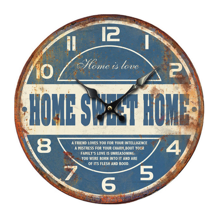 Creative Wood Grain Color Wall Clock In Living Room