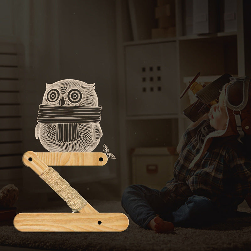Creative owl wood lamp