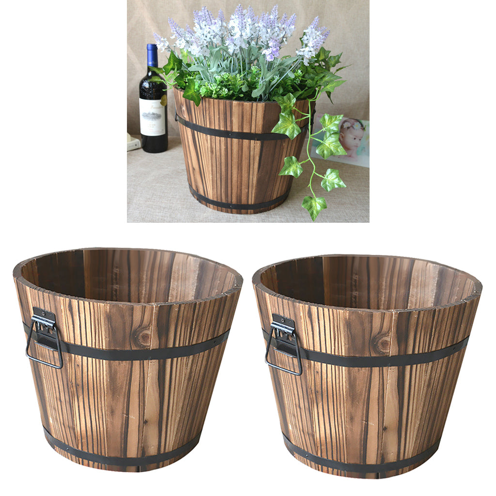 Solid Wood Succulent Plant Pots Carbonized Anticorrosive Wood Flower Box