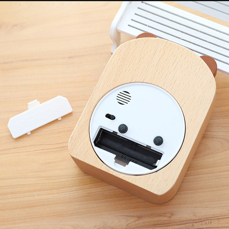 Beech Wood Animal Silent Clock Living Room European Style Cartoon Quartz Luminous Study Fashion Alarm Clock Bedroom Wood Clock