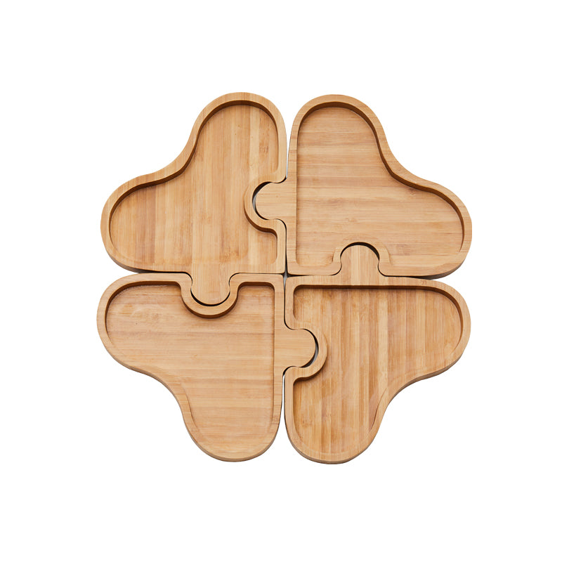 Flower And Wood Home Creative Puzzle Dry Fruit Snack Plate Fruit Plate Melon Seed Plate Japanese Multi-Functional Household Full Box Division