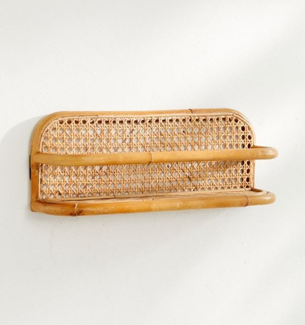 Rattan Wall Hanging Shelf Living Room Bedroom Bathroom Decoration Shelf Mini Storage Shelf