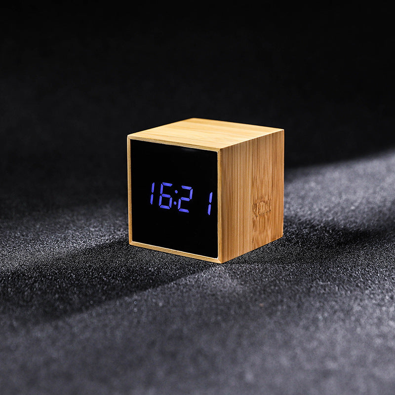 LED real wood alarm clock