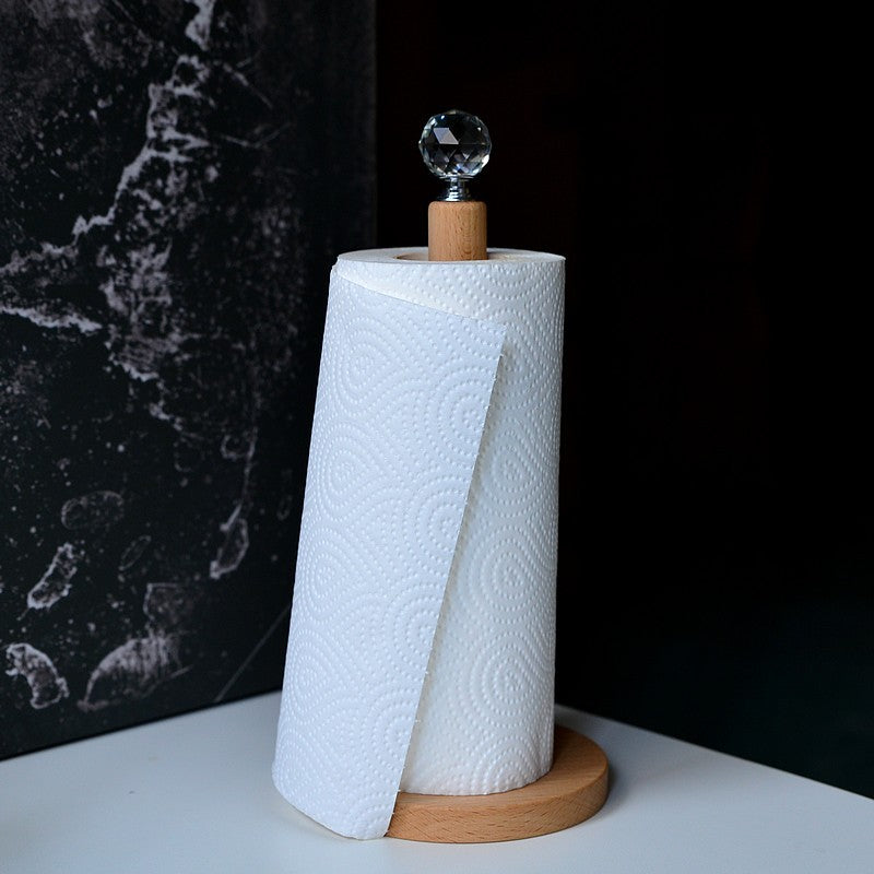 Fashionable Solid Wood Creative Vertical Punch-free Kitchen Paper Towel Roll Holder
