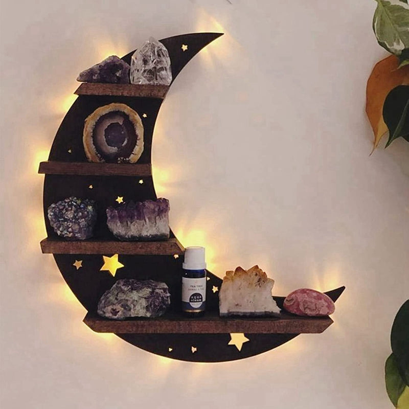 Wooden Butterfly Shelf European Wall Crystal Lamp