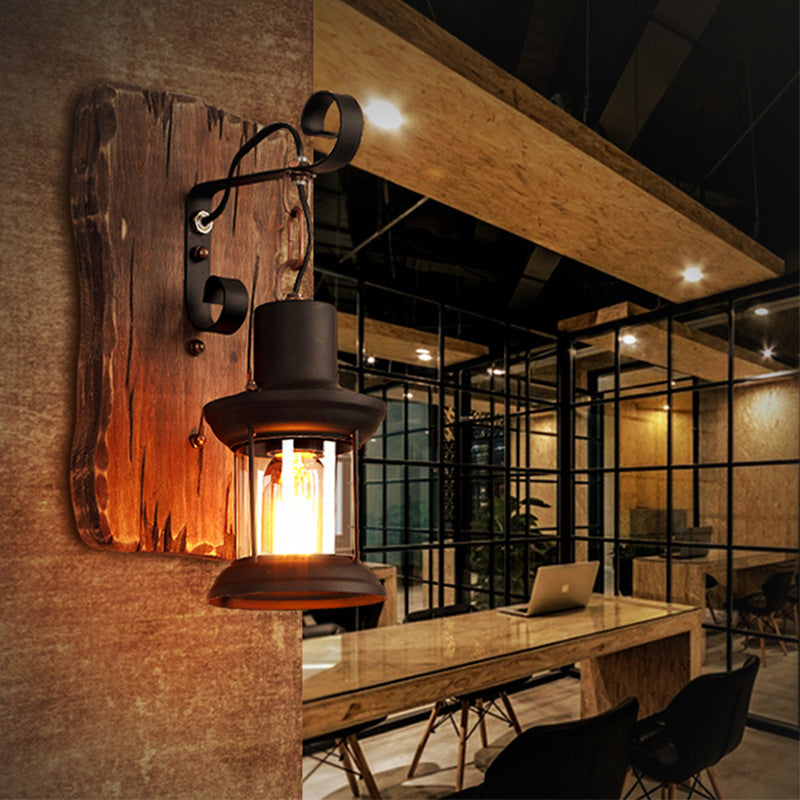 Retro Nostalgic Boat Wood Wall Lamp Industrial Style