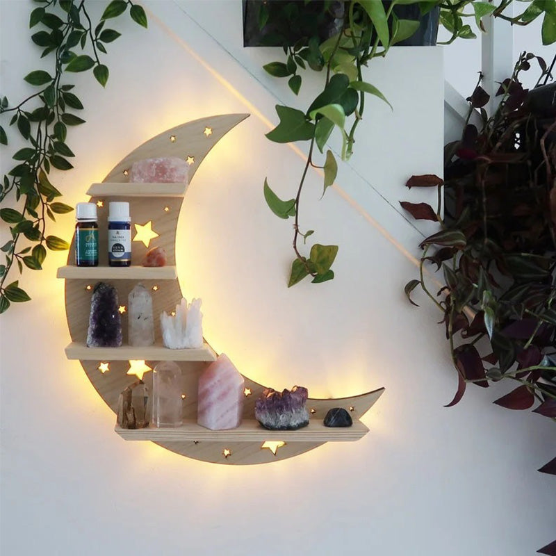 Wooden Butterfly Shelf European Wall Crystal Lamp