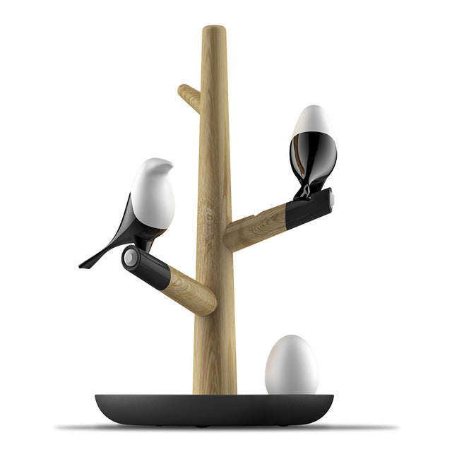 Creative Cartoon Bird Light Bird Egg Light Detachable Easy To Install Natural Wood Children'S Bedroom LED Induction Night Light