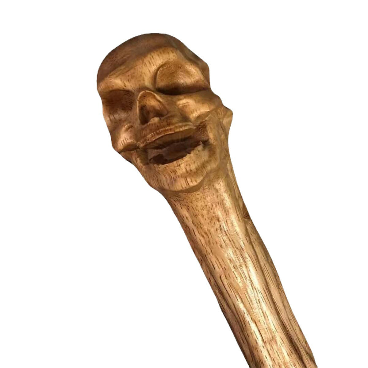 Hand Carved Skull Axe Rubber Wood Skull Axe Handle