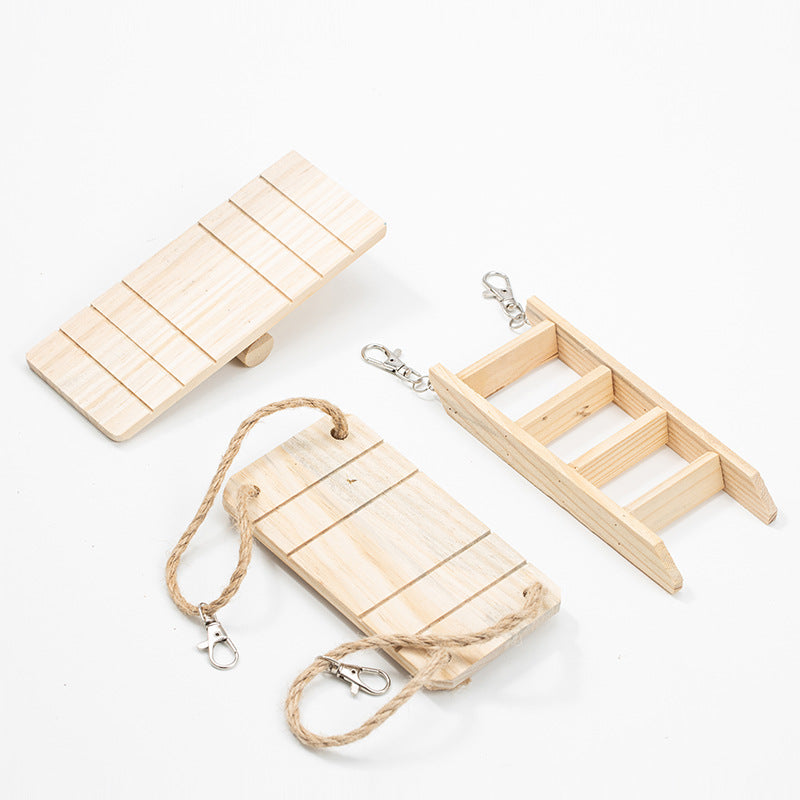 Wooden Pet Toy Hamster Rabbit Guinea Pig Parrot Play Molars Set