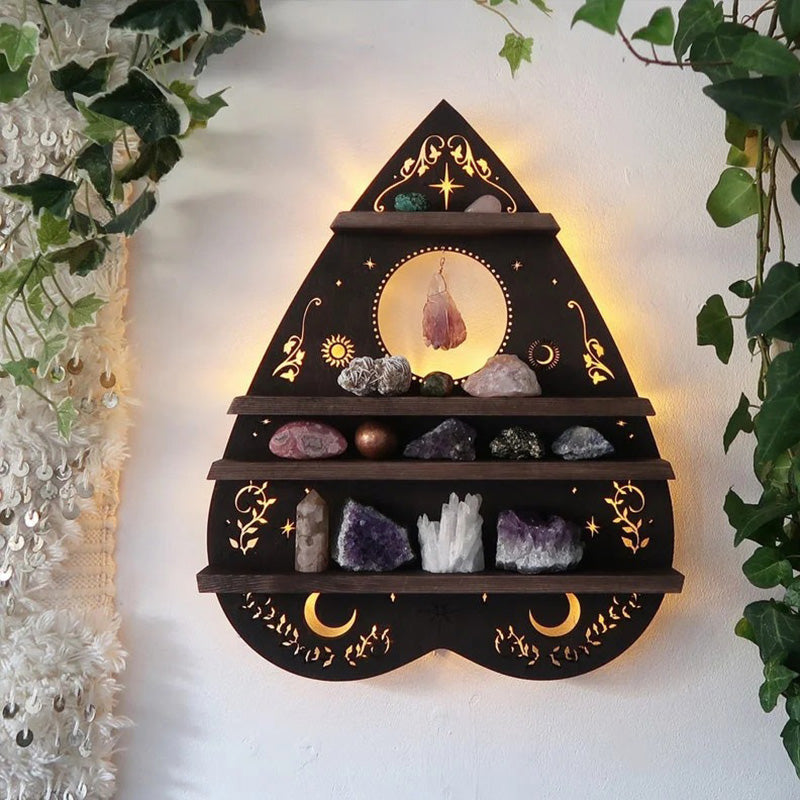Wooden Butterfly Shelf European Wall Crystal Lamp
