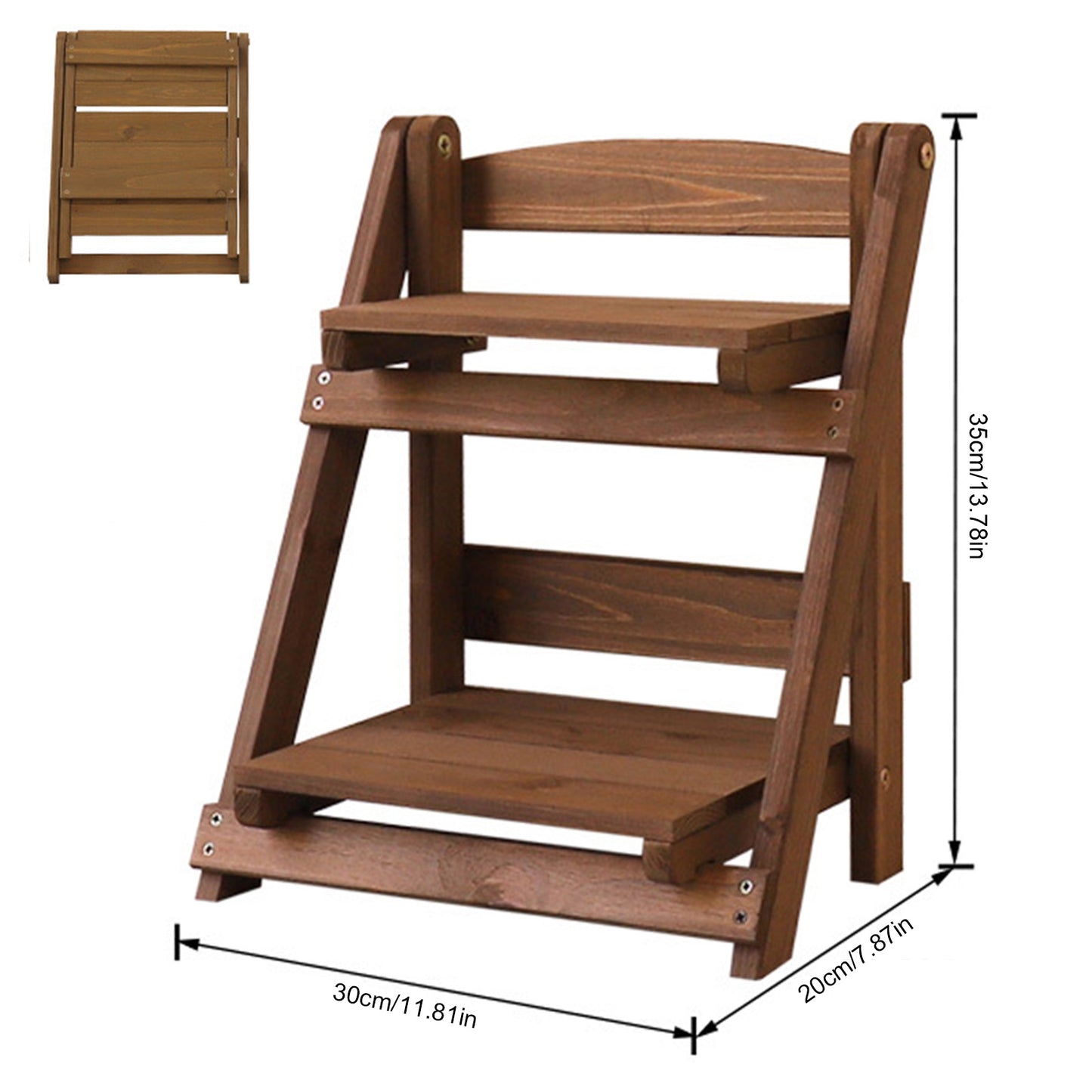 Two-story Folding Retro Style Shelf Desk