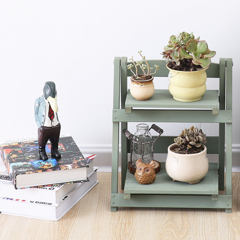 Two-story Folding Retro Style Shelf Desk
